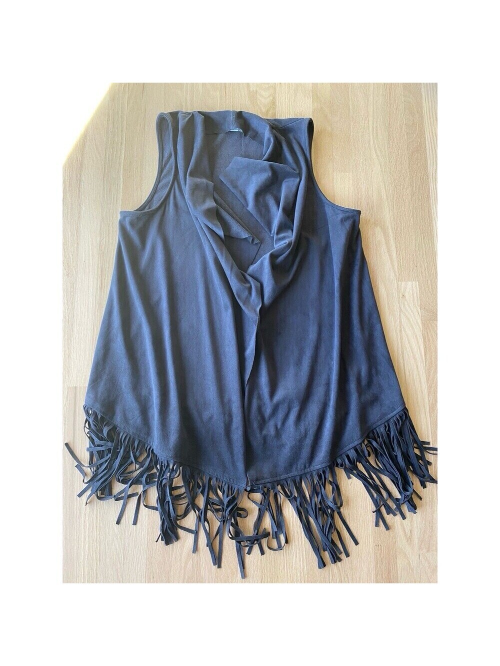 Vintage 90’s Boho Chic Coachella Hippie Fringed Faux Suede Vest Keren Hart M